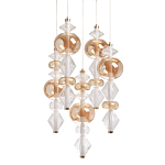 Люстра с плафонами из прозрачного и янтарного стекла в виде шаров и ромбов Gabriel Scott Luna варинант исполнения - 1 | Loft Concept в Казани