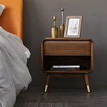 Прикроватная деревянная тумба с ящиком и нишей для хранения Moon Walnut Furniture варинант исполнения - 1 | Loft Concept в Казани