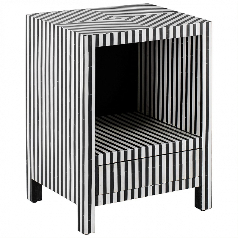 Тумбочка Black&white large storage Indian Bone Inlay nightstand Черно-белый в Казани | Loft Concept 