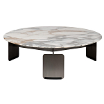 Столик журнальный с круглой мраморной столешницей на трех опорах Marble Stone Drawing варинант исполнения - 6 | Loft Concept в Казани
