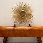 Зеркало-солнце круглое в раме из металла с золотыми с лучами Rays of Peace варинант исполнения - 2 | Loft Concept в Казани