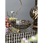 Блюдо черного цвета из фрафора на бронзовых ножках Eden Garden porcelain and bronze варинант исполнения - 3 | Loft Concept в Казани