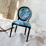 Стул из массива бука бирюзовый с изображением птиц и цветов Turquoise Chinoiserie Birds Garden Chair варинант исполнения - 6 | Loft Concept в Казани