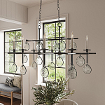 Люстра подвесная с 8-ю лампами и стеклянными круглыми подвесками Currey & Company варинант исполнения - 3 | Loft Concept в Казани