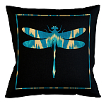 Подушка декоративная стрекоза бирюзово-жёлтая Ikat Pattern варинант исполнения - 1 | Loft Concept в Казани