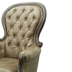Кресло кожаное с мягкими подлокотниками на 4-х деревянных ножках Evelyn Classical Armchair варинант исполнения - 5 | Loft Concept в Казани