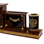 Настольный письменный набор с часами из природного камня обсидиана Royal Set варинант исполнения - 3 | Loft Concept в Казани