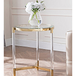 Золотой приставной столик с круглой стеклянной столешницей Weightless Table варинант исполнения - 8 | Loft Concept в Казани