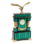 Часы настольные из натурального камня Малахит с декором в виде орла Eagle Stone Clock варинант исполнения - 2 | Loft Concept в Казани