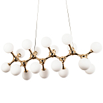 Линейная люстра с плафонами из стеклянных шаров Pearls Suspension Linear Gold Chandelier варинант исполнения - 1 | Loft Concept в Казани