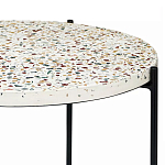 Кофейный столик с круглой разноцветной столешницей на 4-х черных ножках Multicolored Stone Composite варинант исполнения - 2 | Loft Concept в Казани