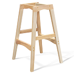 Барный стул со спинкой и подлокотниками на 4-х деревянных ножках Бежевый Велюр Ava Charm варинант исполнения - 3 | Loft Concept в Казани