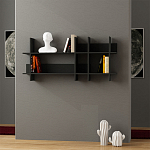 Полка прямая подвесная двухъярусная цвета антрацит BEADS BOOKCASE ANTHRACITE варинант исполнения - 1 | Loft Concept в Казани