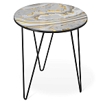 Стол журнальный c круглой столешницей из стекла серого цвета Gray and Gold Marble варинант исполнения - 1 | Loft Concept в Казани
