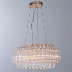 Люстра подвесная многослойная с прозрачными хрустальными трубками и золотистым каркасом Hexagon Tube Light варинант исполнения - 2 | Loft Concept в Казани