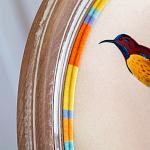 Стул бежевый в разноцветную полоску из натурального бука с изображением птиц и цветов Blooming Birds Colorful Stripes Chair варинант исполнения - 5 | Loft Concept в Казани