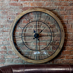 Часы настенные деревянные с римскими цифрами чёрного цвета Clock with History варинант исполнения - 2 | Loft Concept в Казани