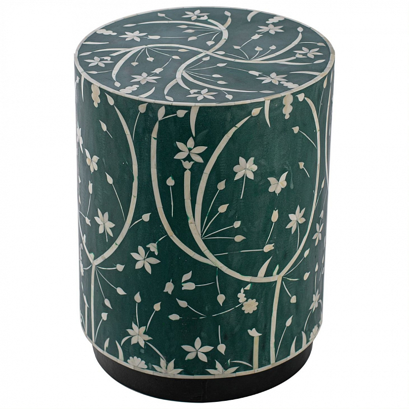 Табурет Green Flower Indian Bone Inlay stool Зеленый в Казани | Loft Concept 