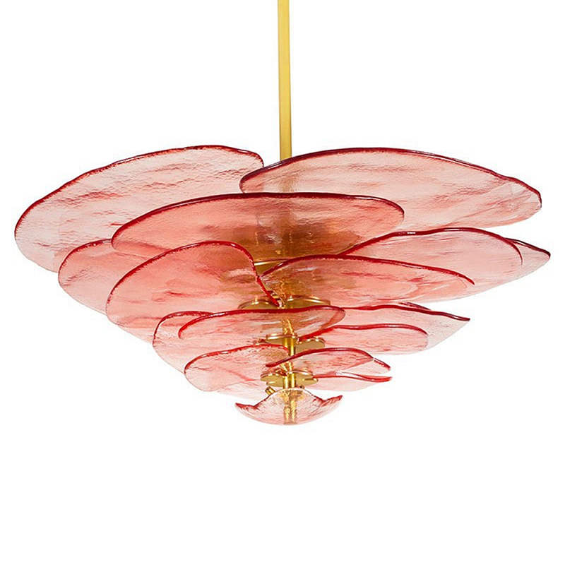 Люстра из розового стекла в форме листьев лотоса Glass Pink Sculpture Розовый Люстра из розового стекла в форме листьев лотоса Glass Pink Sculpture Розовый в Казани | Loft Concept