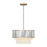 Люстра круглая с подвесками из текстурированного стекла молочного цвета Hinkley варинант исполнения - 9 | Loft Concept в Казани