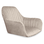 Барный стул со спинкой и подлокотниками на 4-х коричневых деревянных ножках Бежевый Велюр Ava Charm варинант исполнения - 5 | Loft Concept в Казани