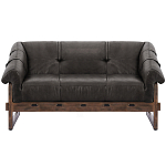 Двухместный диван Duncan винтажная черная кожа варинант исполнения - 1 | Loft Concept в Казани