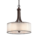 Люстра подвесная с двойным круглым плафоном из органзы и матового стекла Kichler варинант исполнения - 5 | Loft Concept в Казани