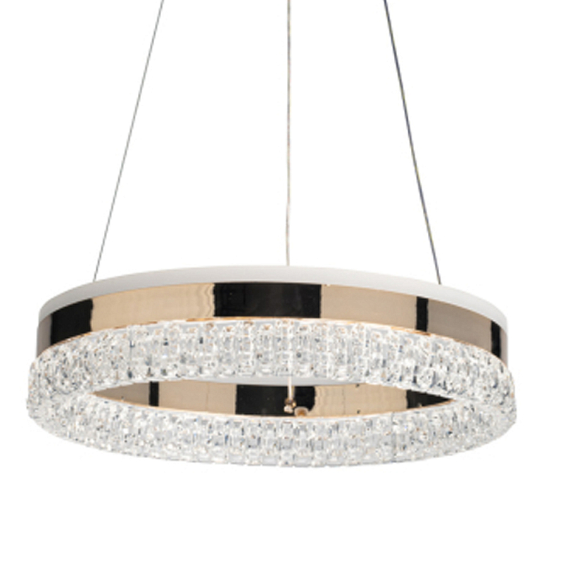 Люстра в виде кольца золотого цвета с прозрачными вставками Radiant Rail Прозрачный Золотой в Казани | Loft Concept 