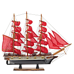 Декоративная модель деревянного парусника с красными парусами в подарочной упаковке With The low варинант исполнения - 1 | Loft Concept в Казани