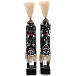 Комплект из 2-х деревянных статуэток Asmat Straw Headdress Statuettes Black Turquoise варинант исполнения - 4 | Loft Concept в Казани