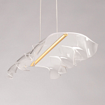 Люстра линейная с 3-мя белыми волнистыми плафонами Wave Line варинант исполнения - 7 | Loft Concept в Казани