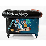 Кресло "Умный Умник" Rick and Morty graffiti chair натуральная кожа  варинант исполнения - 3 | Loft Concept в Казани