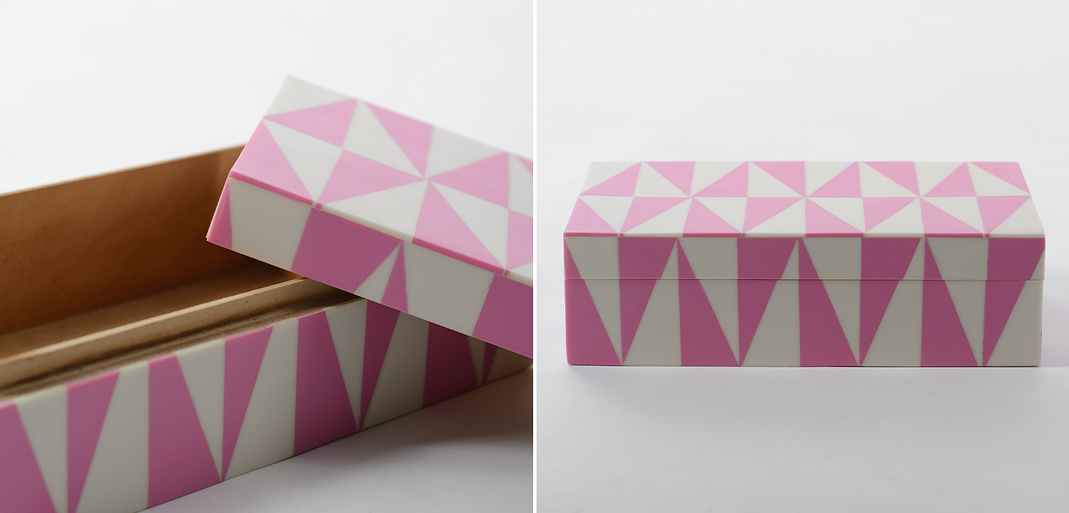 Шкатулка Pink Triangles Bone Inlay Box Шкатулка Pink Triangles Bone Inlay Box - Loft-Concept в Казани