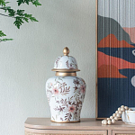 Ваза с нежным цветочным узором в пастельных тонах и крышкой с золотым акцентом Chinoiserie Ceramics варинант исполнения - 5 | Loft Concept в Казани