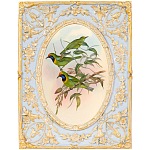 Декоративный постер с изображением птиц в раме с рельефным растительным узором Blooming Birds Poster варинант исполнения - 4 | Loft Concept в Казани