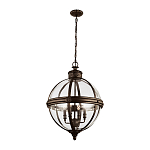 Подвесной светильник бронзового цвета с прозрачным стеклянным плафоном в форме шара в индустриальном стиле на цепи 4 лампы Feiss варинант исполнения - 2 | Loft Concept в Казани