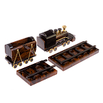 Часы настольные в виде паровоза из натурального камня Обсидиан Train Stone Clock варинант исполнения - 3 | Loft Concept в Казани