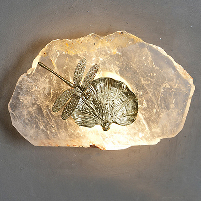Бра Декоративный лист с стрекозой Glacial Fragment Медь Прозрачный Бра Декоративный лист с стрекозой Glacial Fragment Медь Прозрачный в Казани | Loft Concept