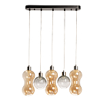 Люстра с 3-мя плафонами волнообразной формы цвета янтарь и 2-мя прозрачными шарообразными плафонами Lucid Rain  варинант исполнения - 2 | Loft Concept в Казани