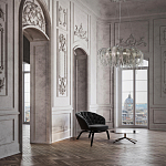 Люстра подвесная круглая с изогнутыми металлическими дугами и ниспадающими цепочками 65 см Atlantis Chain варинант исполнения - 18 | Loft Concept в Казани