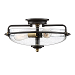 Потолочный светильник со стеклянным плафоном на изогнутых кронштейнах Quoizel  варинант исполнения - 4 | Loft Concept в Казани