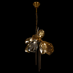 Люстра подвесная со стеклянными плафонами из дымчатого и золотистого с тремя вертикальными подвесками Gilded Mirage  варинант исполнения - 6 | Loft Concept в Казани