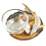 Икорница с декором "Стерлядка" с гравировкой на подставке из натурального камня Агат Decorative Cavair Dishes варинант исполнения - 2 | Loft Concept в Казани