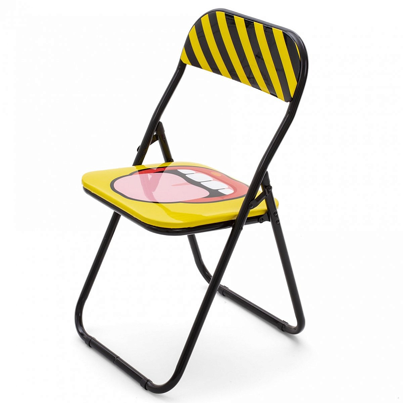 Стул Seletti Folding Chair Tongue Желтый Черный в Казани | Loft Concept 