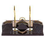 Настольный письменный набор из бежевого мрамора с часами Marble Accessory варинант исполнения - 3 | Loft Concept в Казани