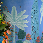 Обои ручная роспись Malwa Special Colourway on blue painted Xuan paper варинант исполнения - 2 | Loft Concept в Казани