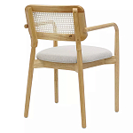 Стул обеденный с мягким сиденьем и спинкой из плетеного ротанга Wood and Textile Chair варинант исполнения - 3 | Loft Concept в Казани