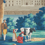 Обои ручная роспись Monuments of Paris Jacquemart on scenic paper варинант исполнения - 1 | Loft Concept в Казани