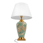 Настольная лампа бирюзовая с цветочным принтом Turquoise Flight варинант исполнения - 3 | Loft Concept в Казани