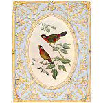Декоративный постер с изображением птиц в раме с рельефным растительным узором Blooming Birds Poster варинант исполнения - 7 | Loft Concept в Казани